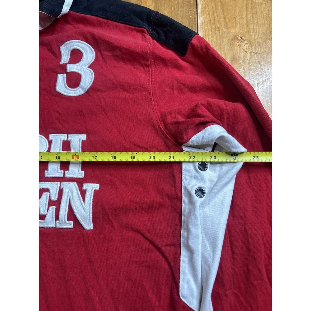 Polo Ralph Lauren Men's Red Black White Custom Fit Rugby Shirt Size L/G #3